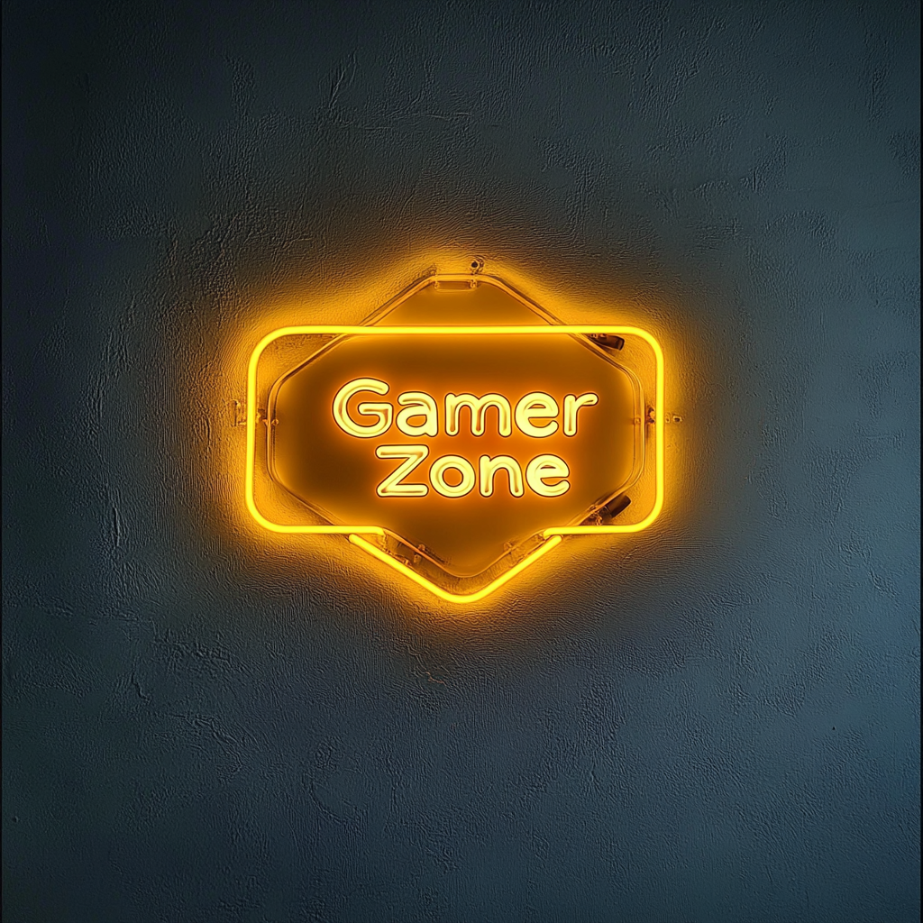 Gamer Zone - Yellow Neon Sign, 18 Inches