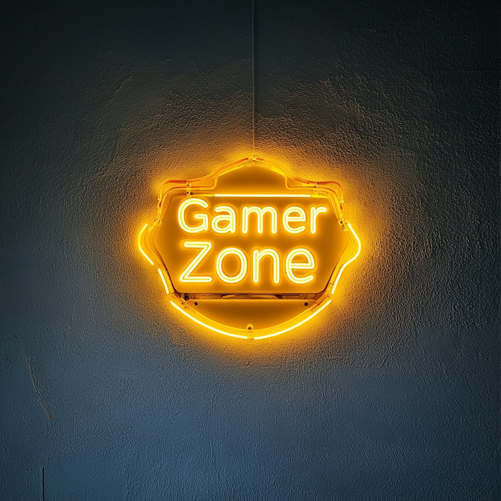 Gamer Zone - Yellow Neon Sign, 24 Inches