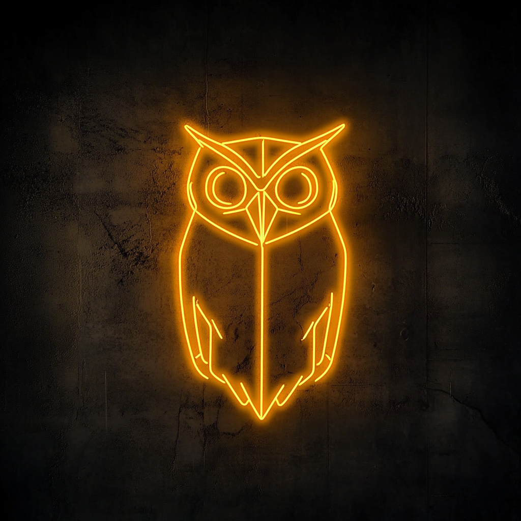 Geometric Owl - Yellow Neon Sign, 24 Inches