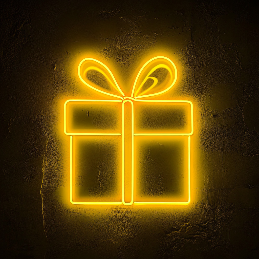 Gift - Yellow Neon Sign, 24 Inches