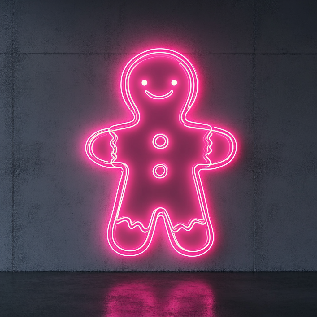 Gingerbread Man - Pink Neon Sign, 24 Inches
