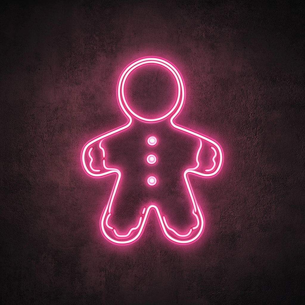 Gingerbread Man - Pink Neon Sign, 18 Inches