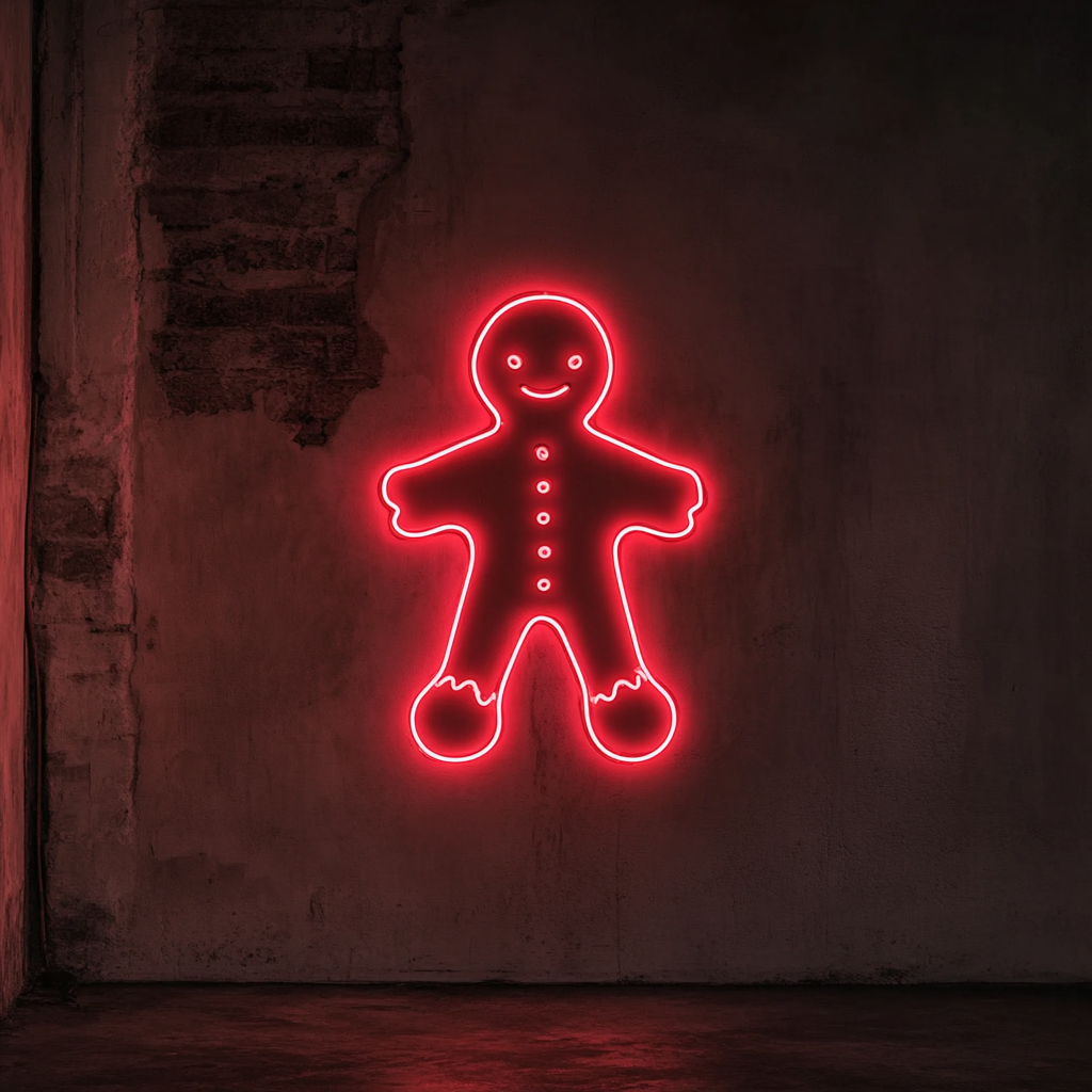 Gingerbread Man - Red Neon Sign, 24 Inches