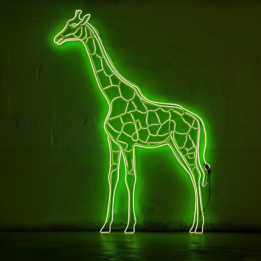 Giraffe - Green Neon Sign, 24 Inches
