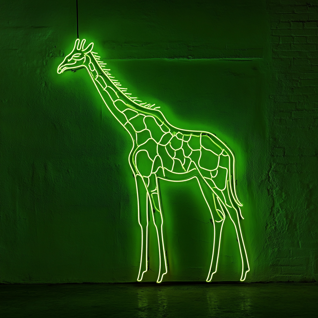 Giraffe - Green Neon Sign, 18 Inches