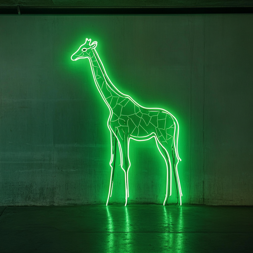 Giraffe - Green Neon Sign, 18 Inches