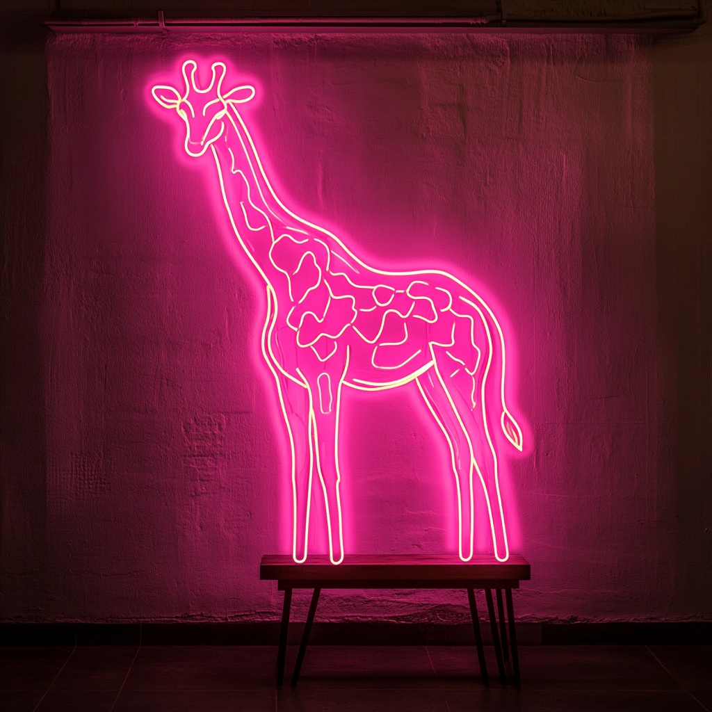 Giraffe - Pink Neon Sign, 24 Inches