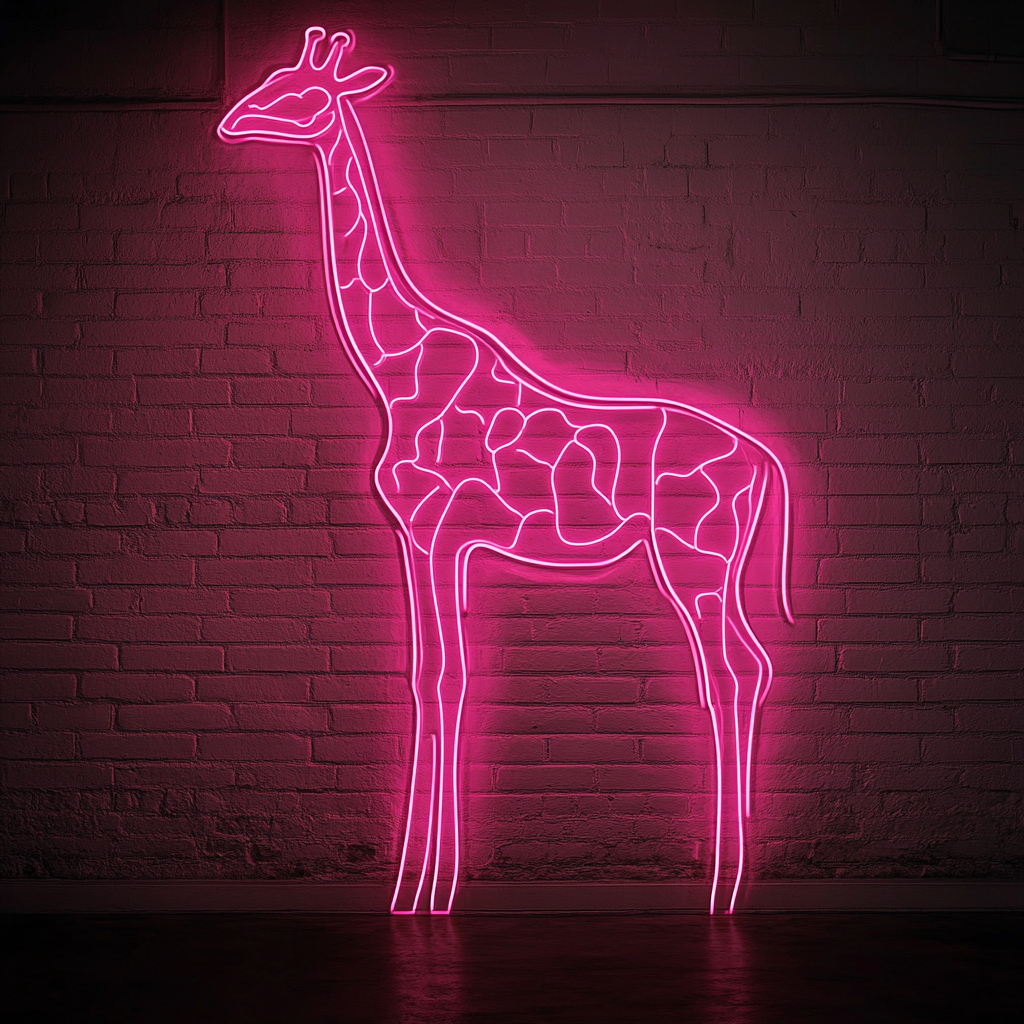 Giraffe - Pink Neon Sign, 24 Inches