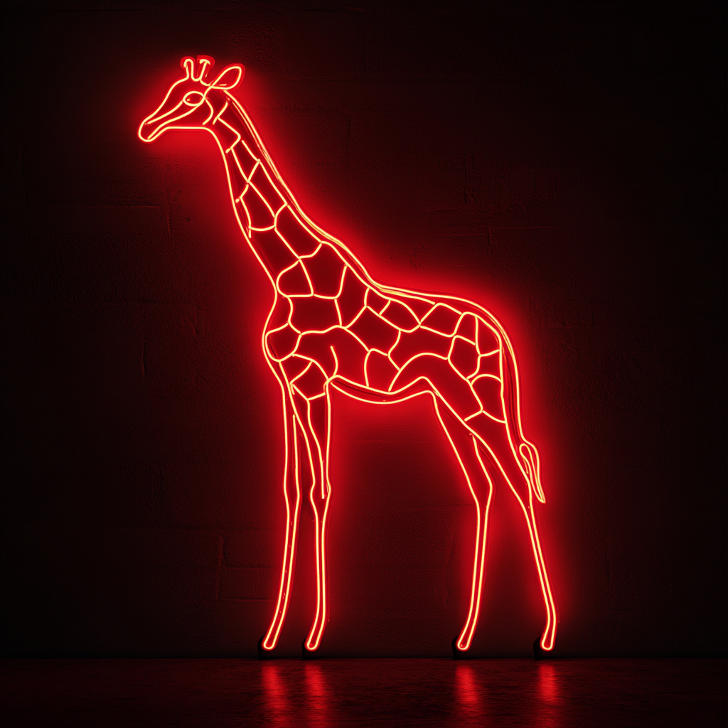 Giraffe - Red Neon Sign, 18 Inches