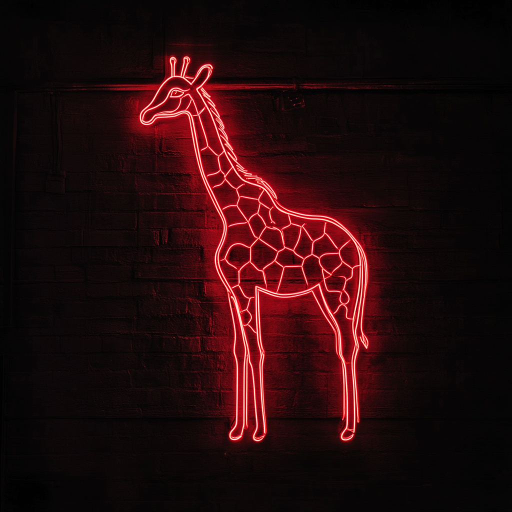 Giraffe - Red Neon Sign, 18 Inches