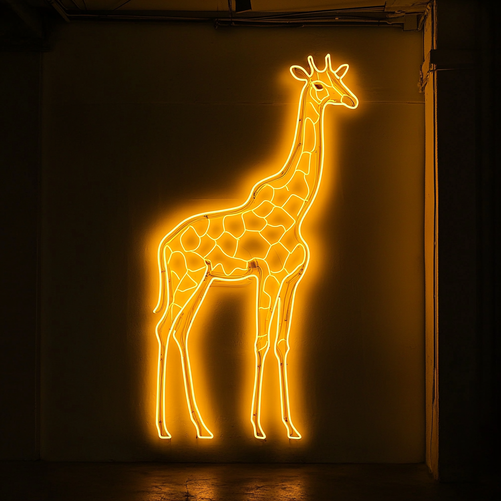 Giraffe - Yellow Neon Sign, 24 Inches