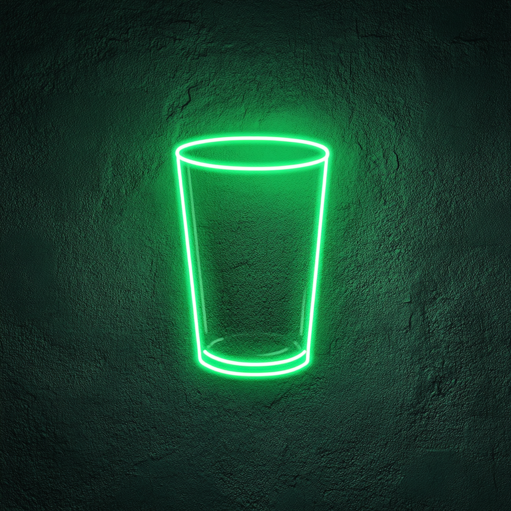 Glass of Milk - Green Neon Sign, 18 Inches