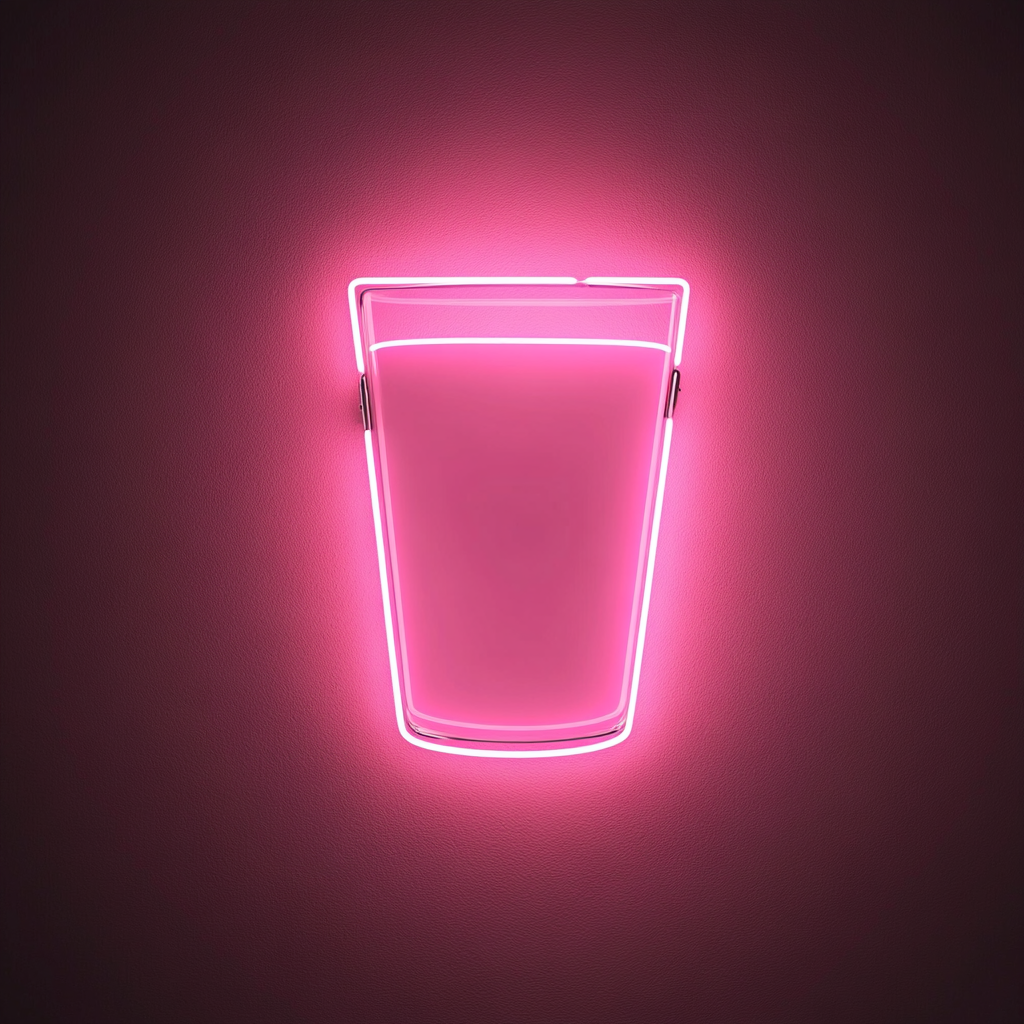 Glass of Milk - Pink Neon Sign, 18 Inches