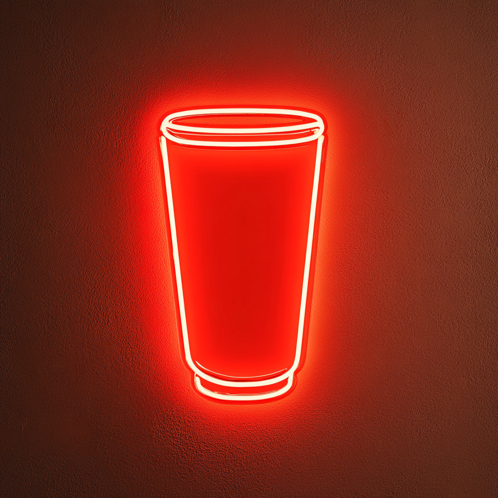 Glass of Milk - Red Neon Sign, 18 Inches
