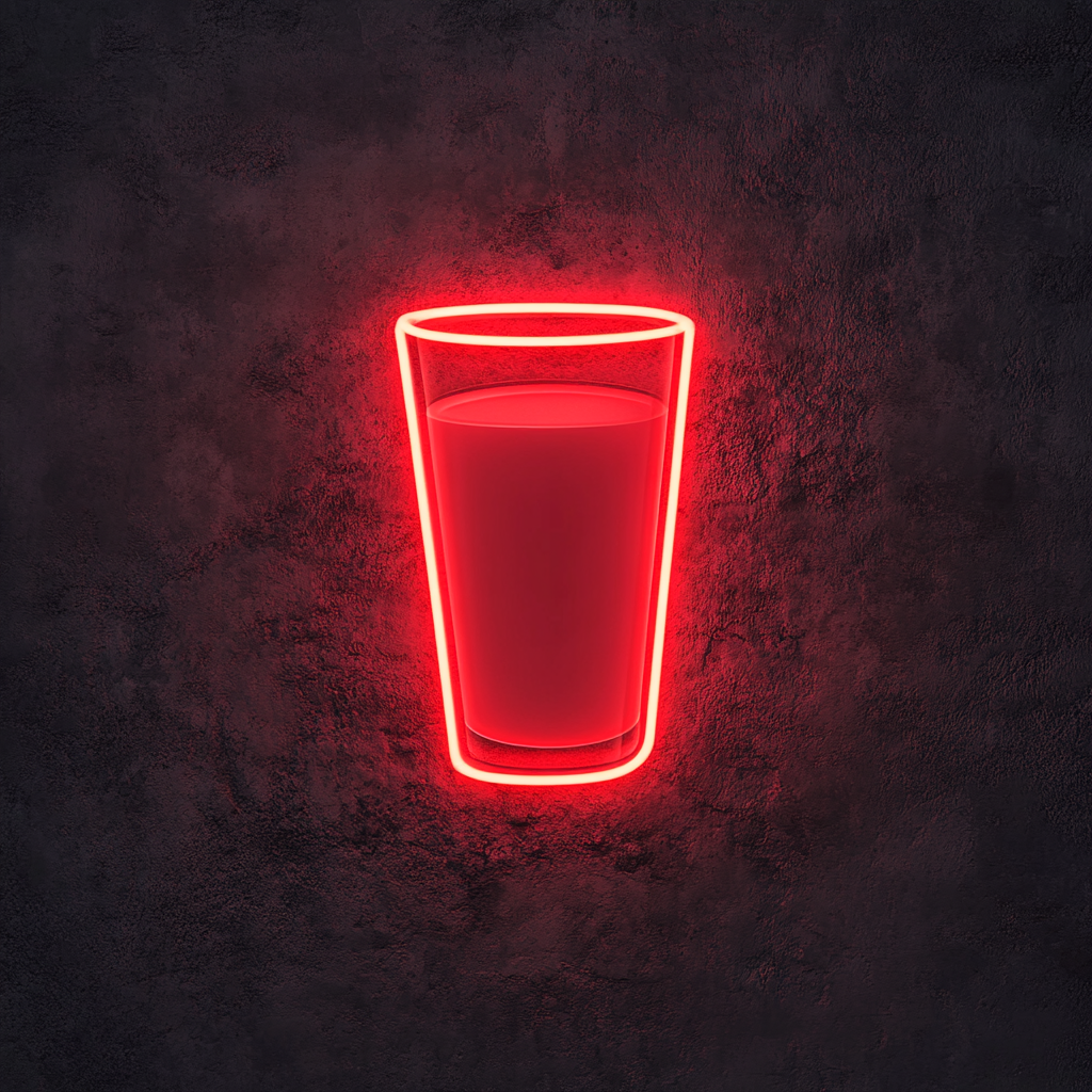 Glass of Milk - Red Neon Sign, 18 Inches