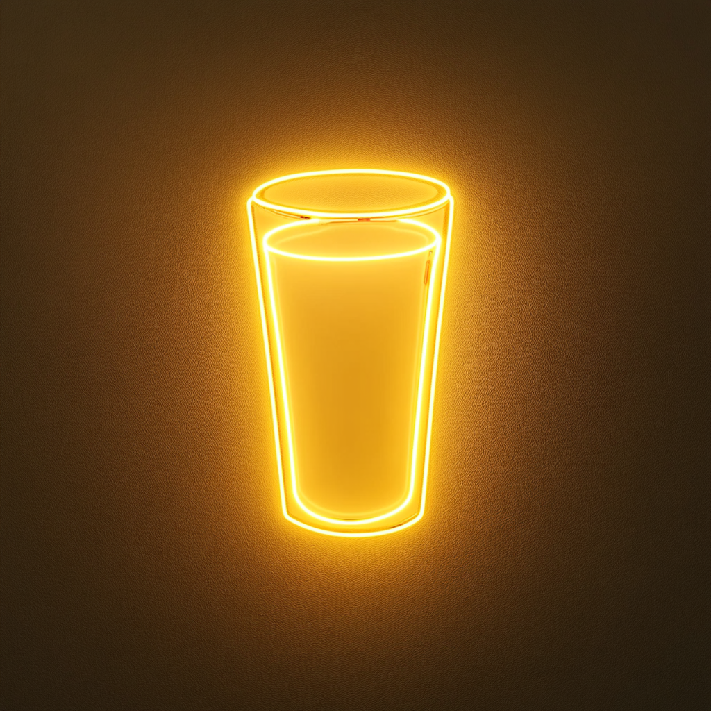 Glass of Milk - Yellow Neon Sign, 24 Inches