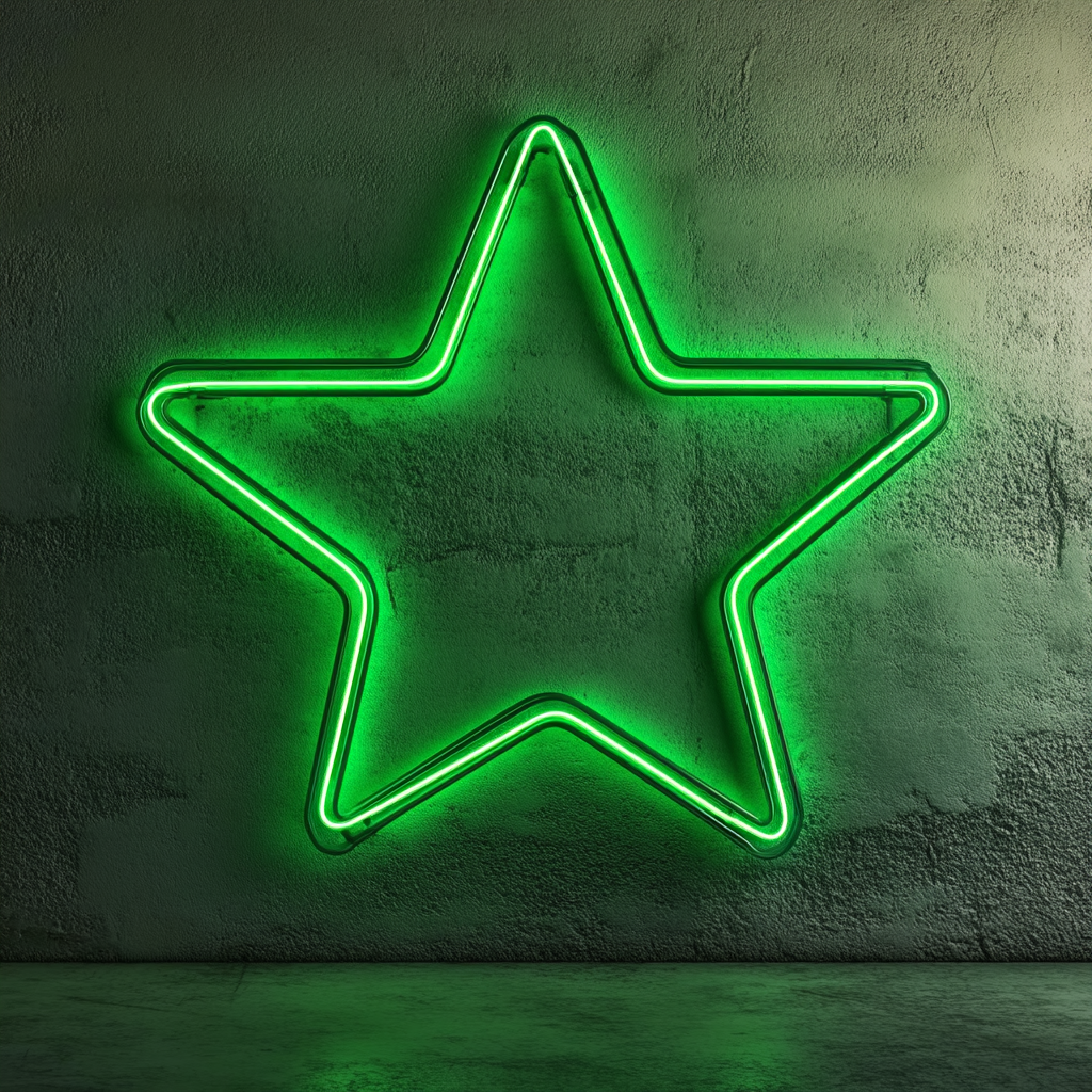 Glowing Star - Green Neon Sign, 24 Inches