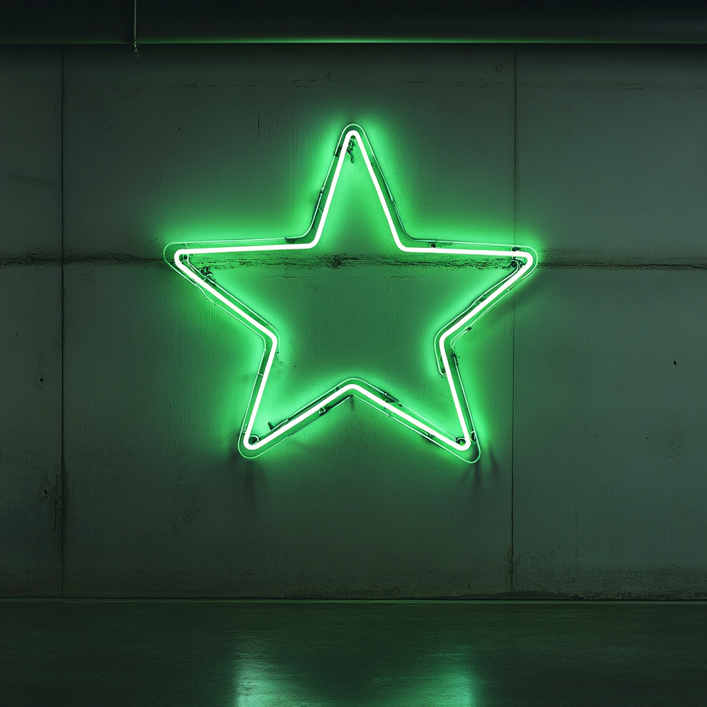 Glowing Star - Green Neon Sign, 18 Inches