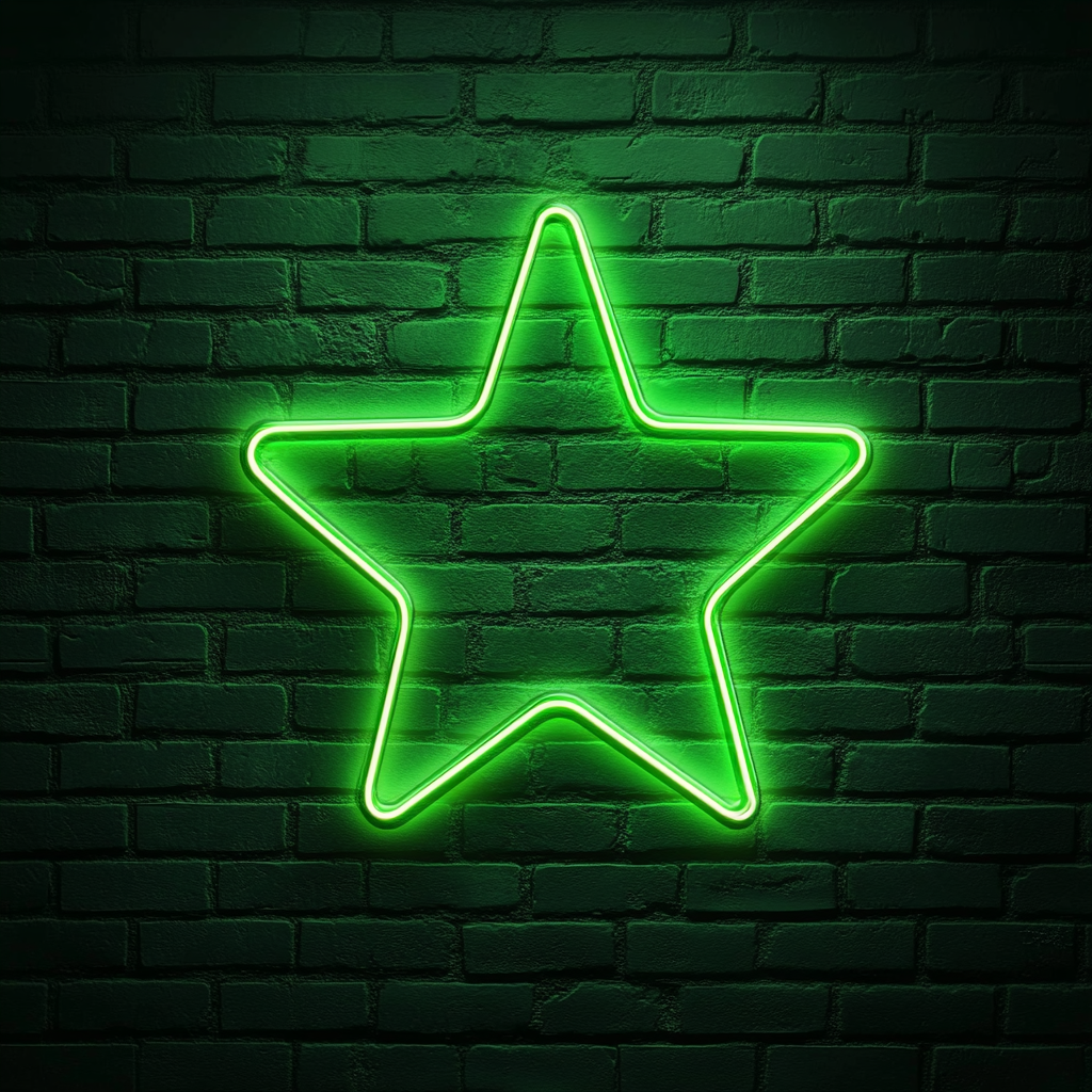 Glowing Star - Green Neon Sign, 24 Inches