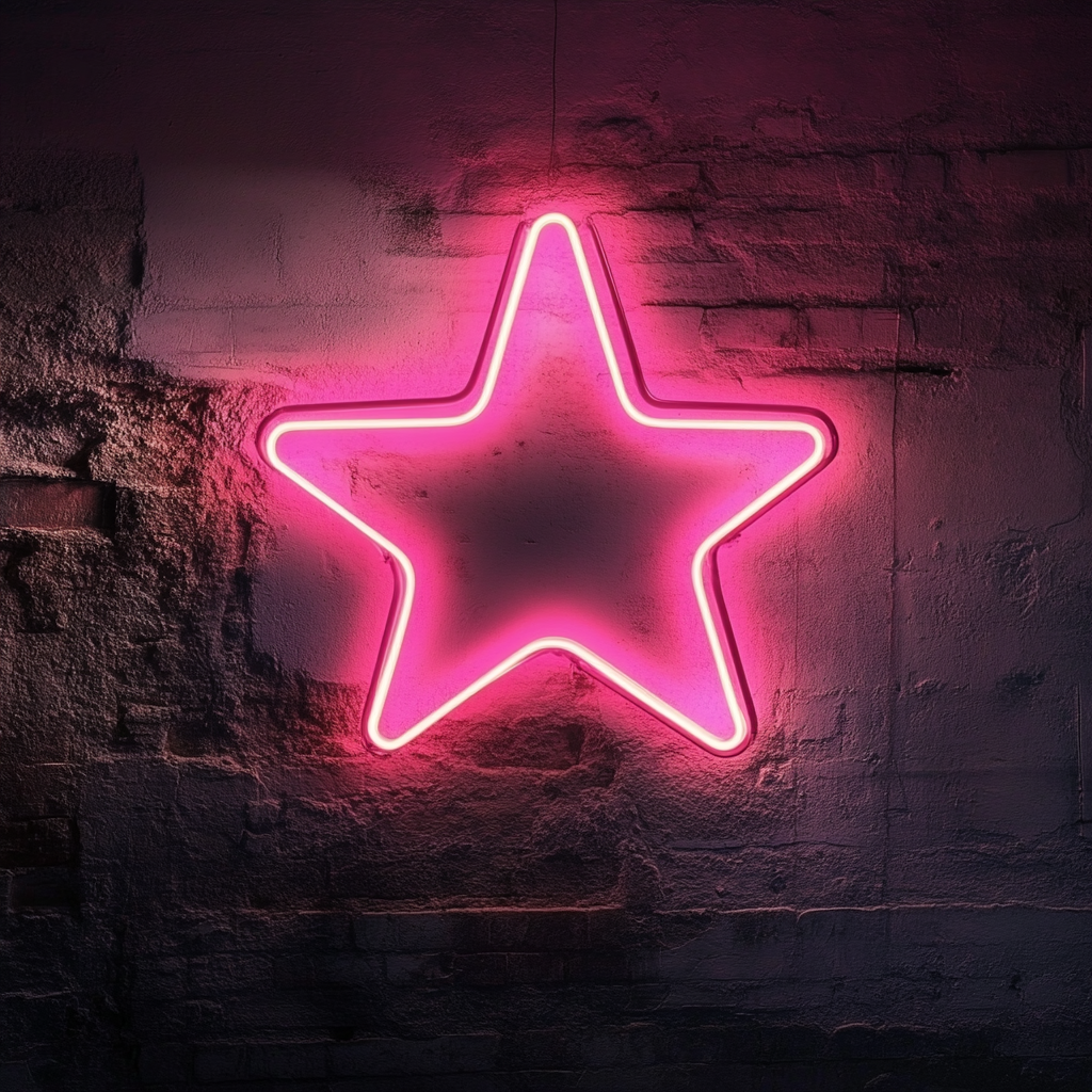 Glowing Star - Pink Neon Sign, 24 Inches