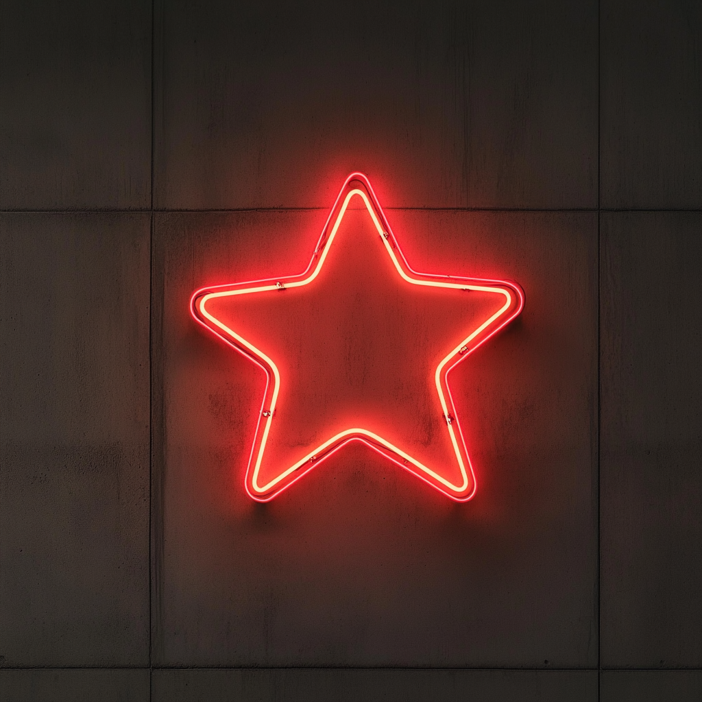 Glowing Star - Red Neon Sign, 18 Inches