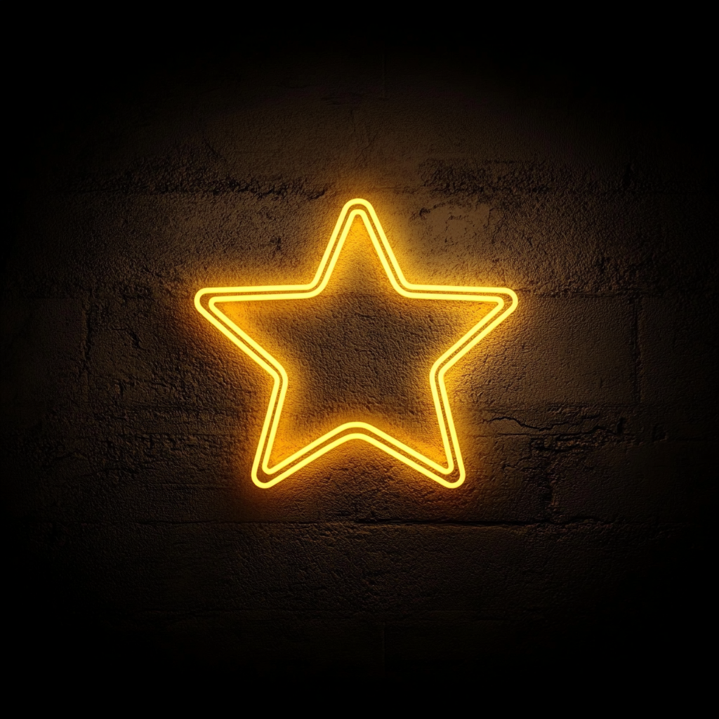 Glowing Star - Yellow Neon Sign, 24 Inches