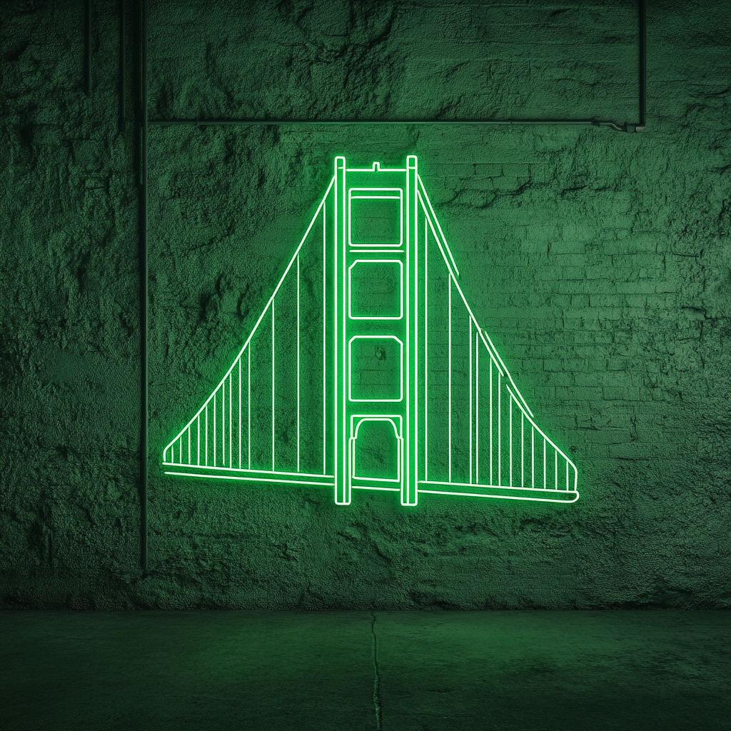 Goldengate Bridge - Green Neon Sign, 24 Inches