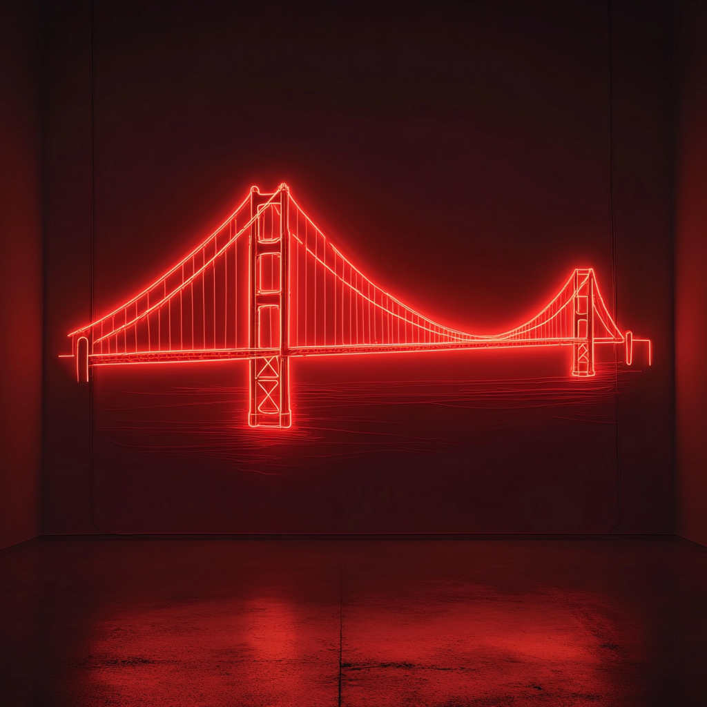 Goldengate Bridge - Red Neon Sign, 24 Inches