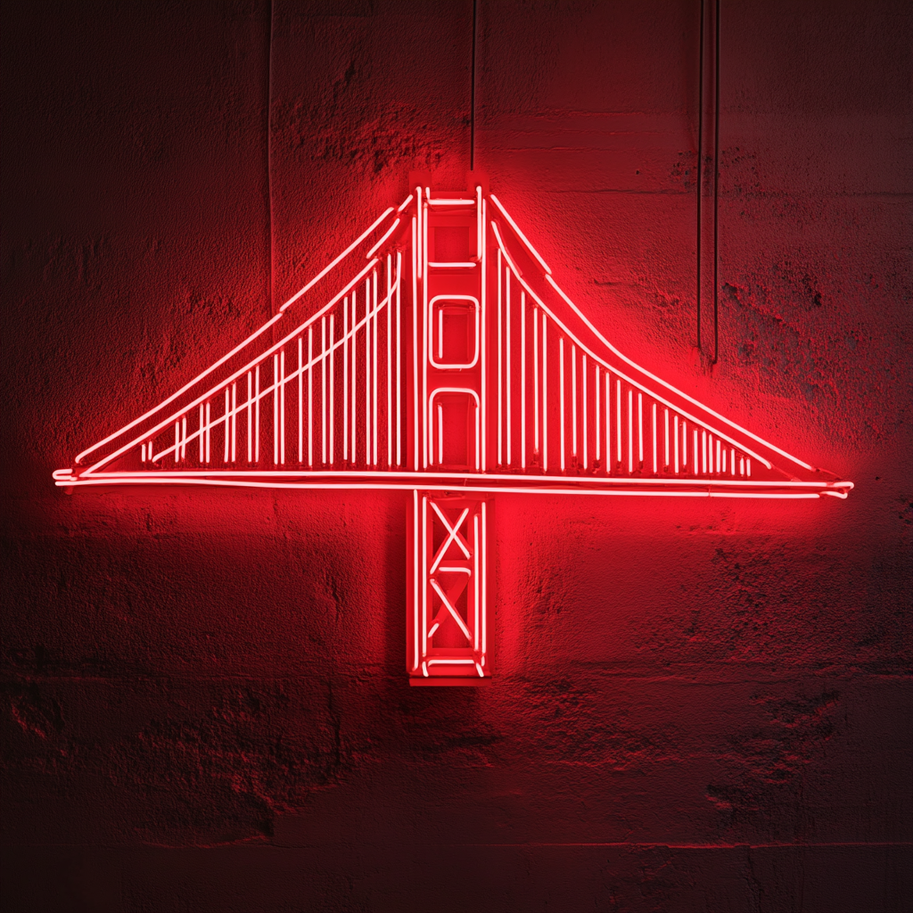 Goldengate Bridge - Red Neon Sign, 18 Inches