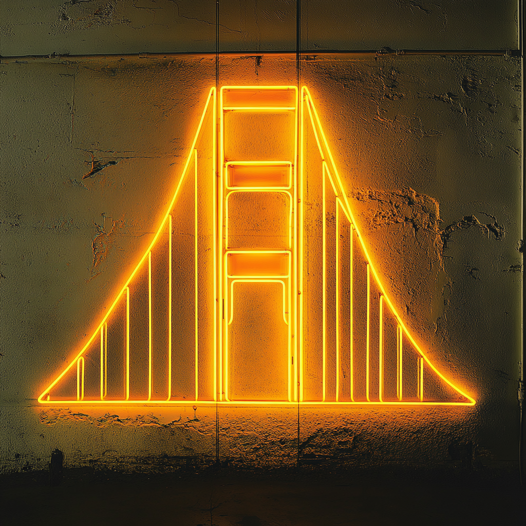 Goldengate Bridge - Yellow Neon Sign, 18 Inches