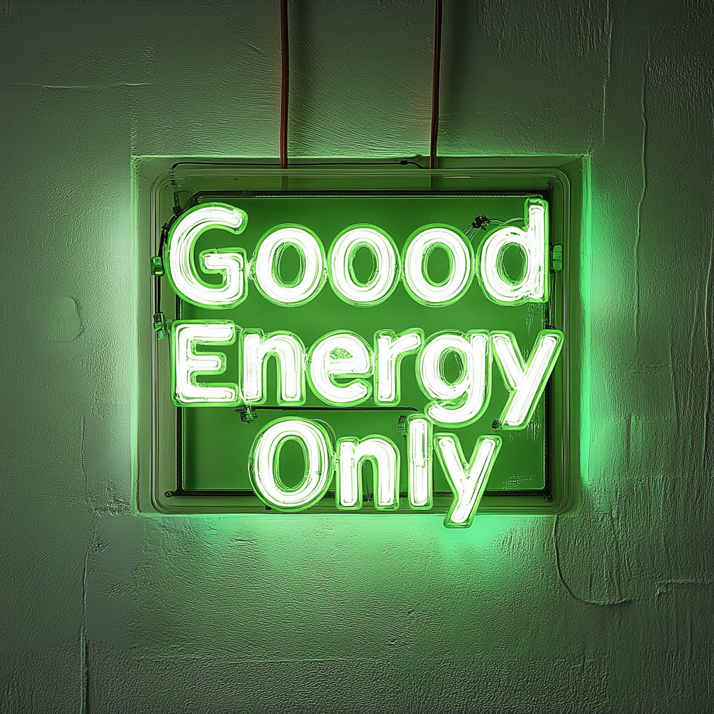 Good Energy Only - Green Neon Sign, 18 Inches