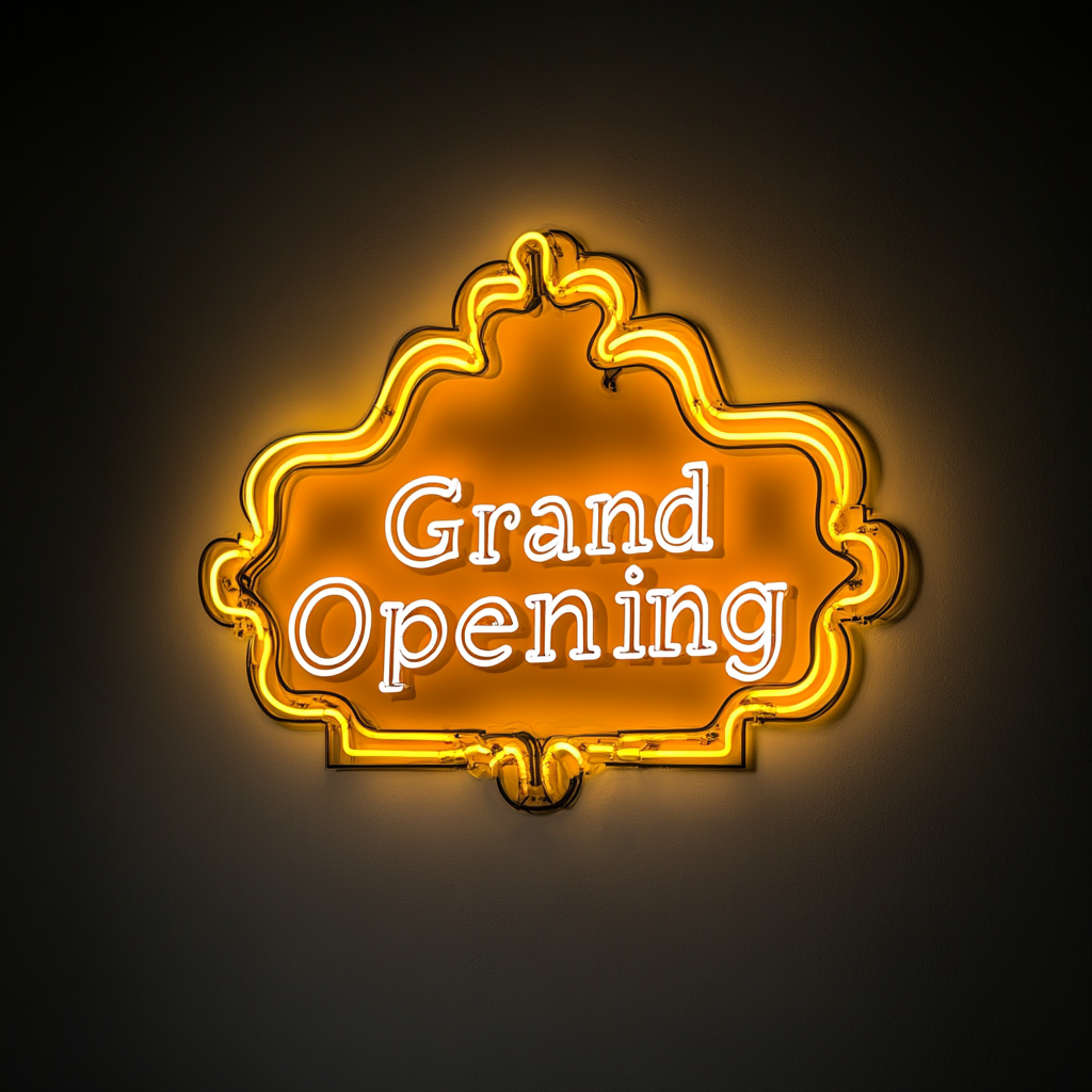 Grand Opening - Yellow Neon Sign, 18 Inches