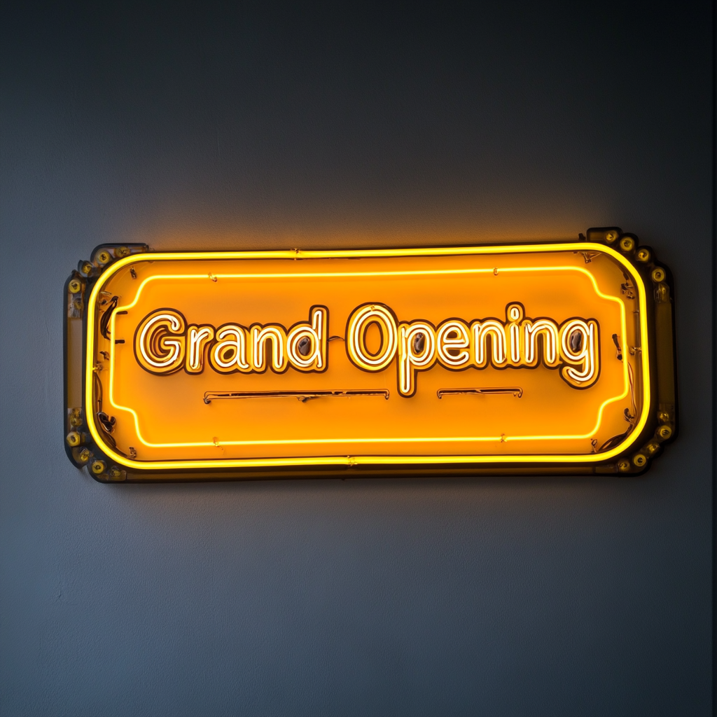 Grand Opening - Yellow Neon Sign, 18 Inches