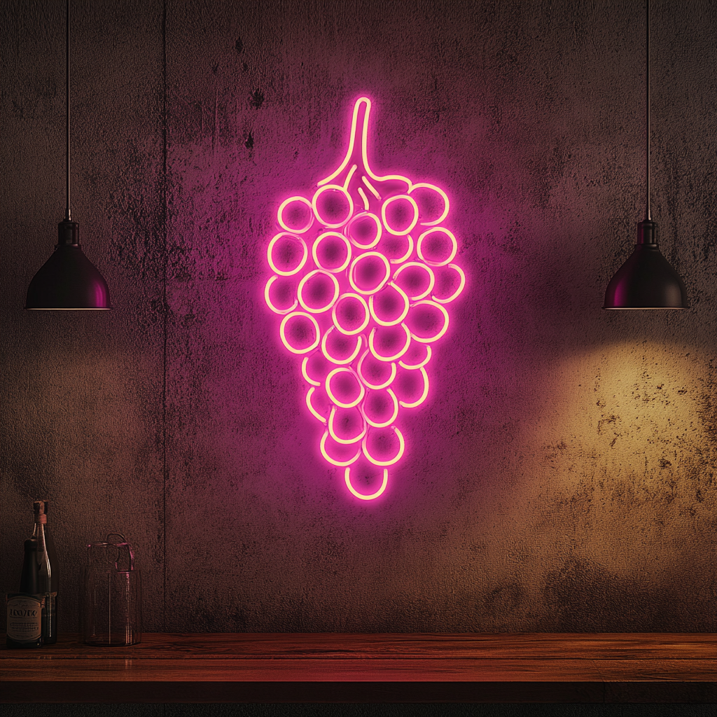 Grapes - Pink Neon Sign, 24 Inches