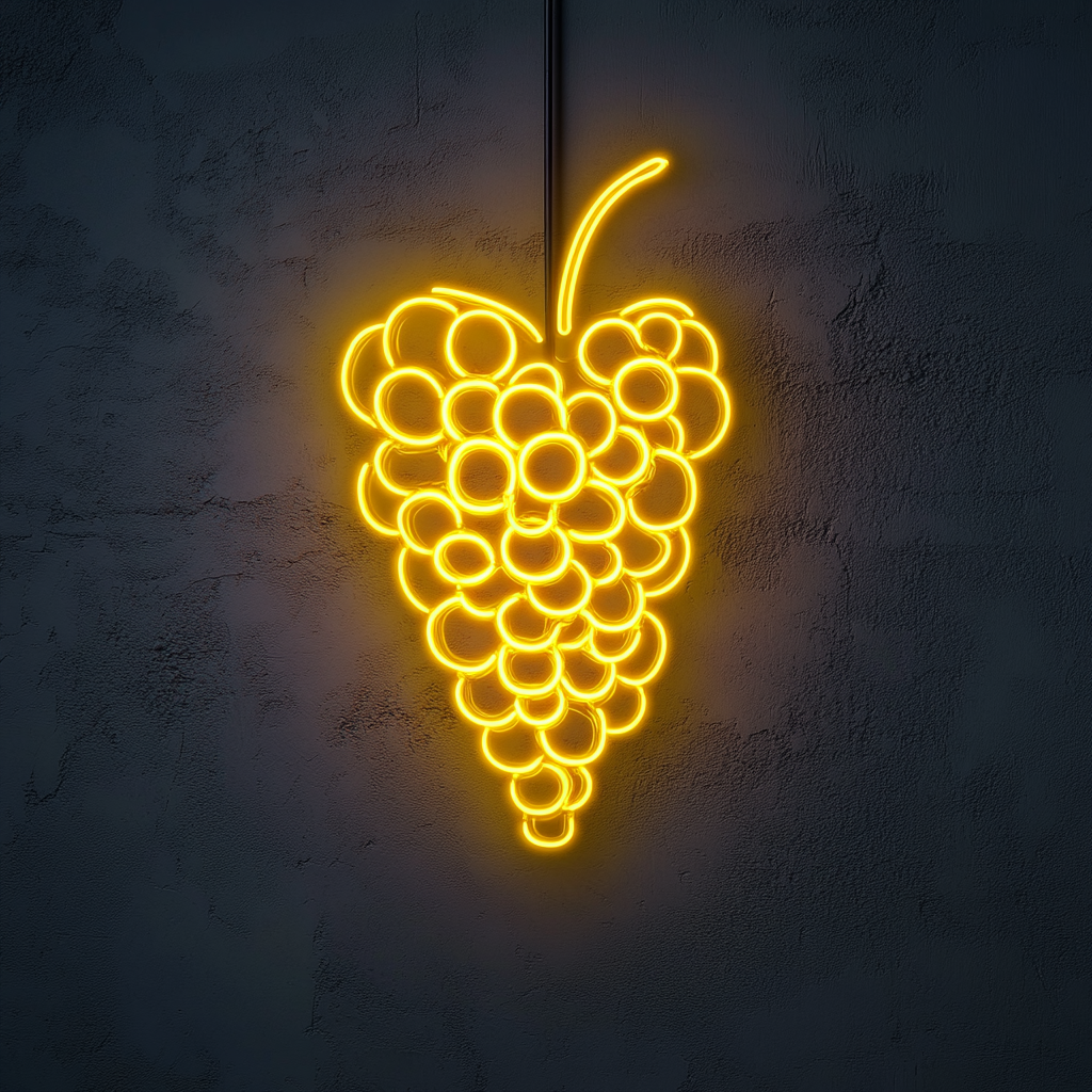 Grapes - Yellow Neon Sign, 24 Inches