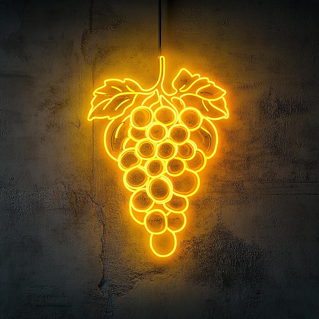 Grapes - Yellow Neon Sign, 24 Inches