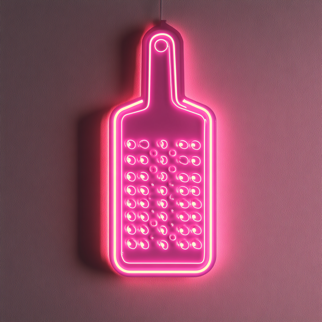 Grater with Cheese - Pink Neon Sign, 18 Inches