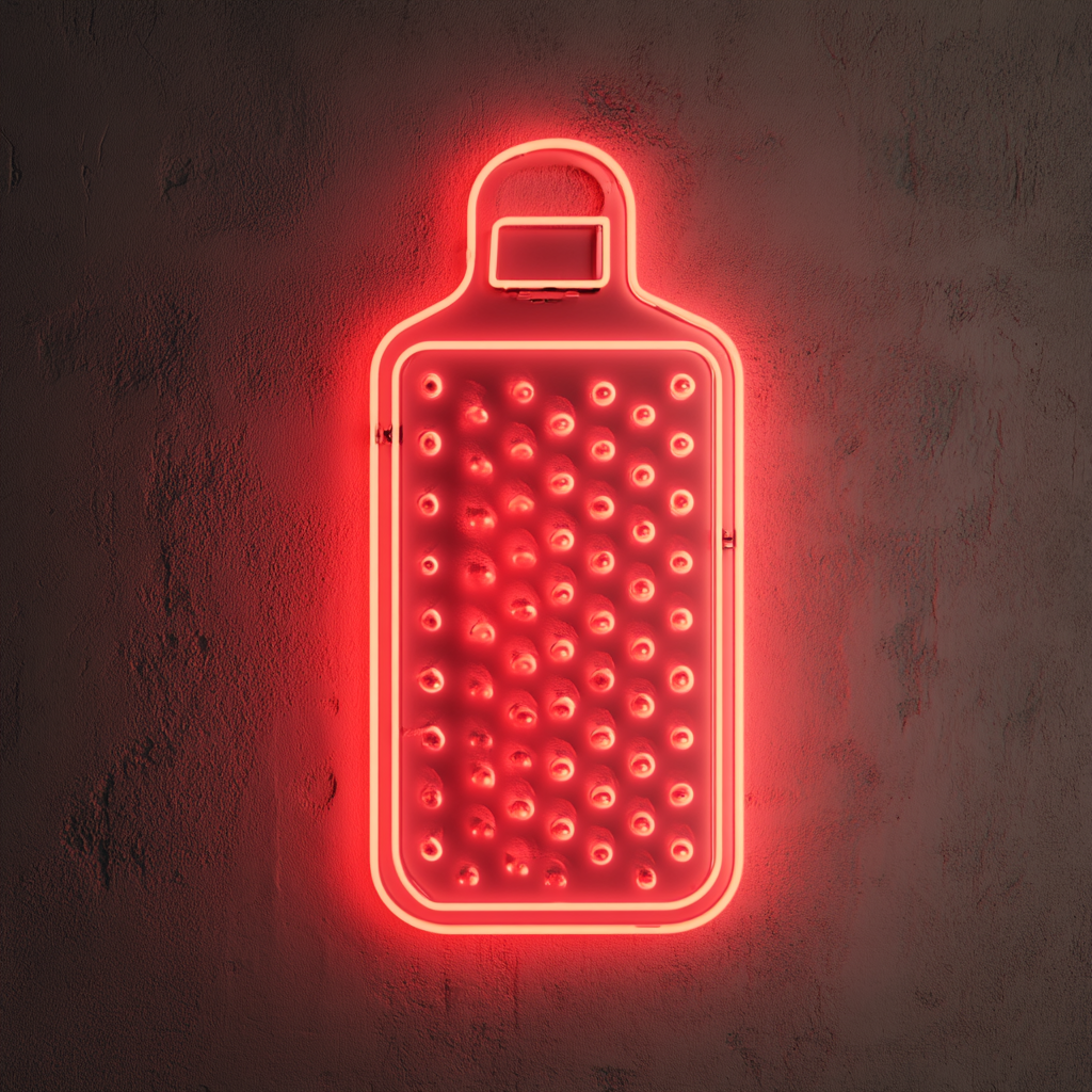 Grater with Cheese - Red Neon Sign, 18 Inches