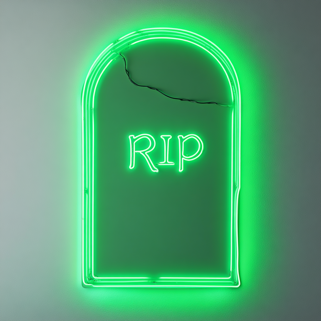 Gravestone - Green Neon Sign, 18 Inches