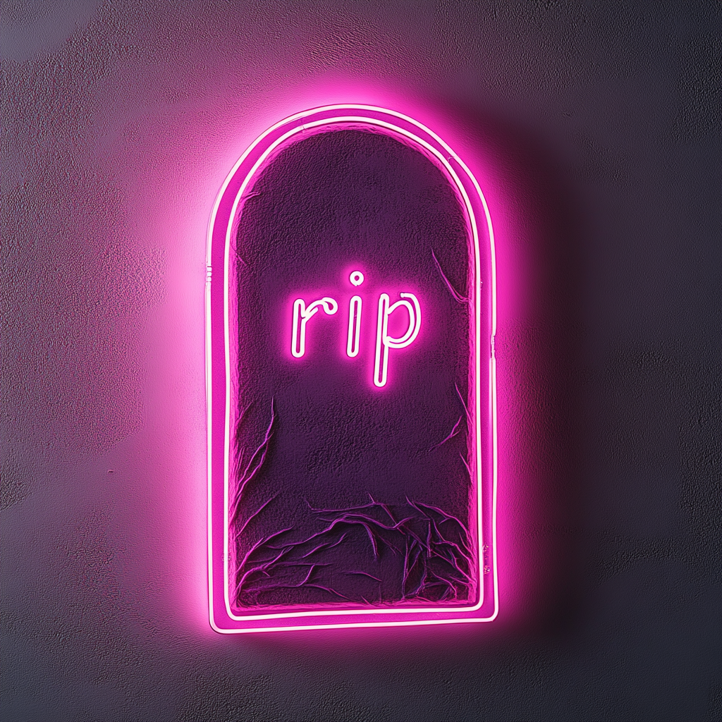 Gravestone - Pink Neon Sign, 18 Inches