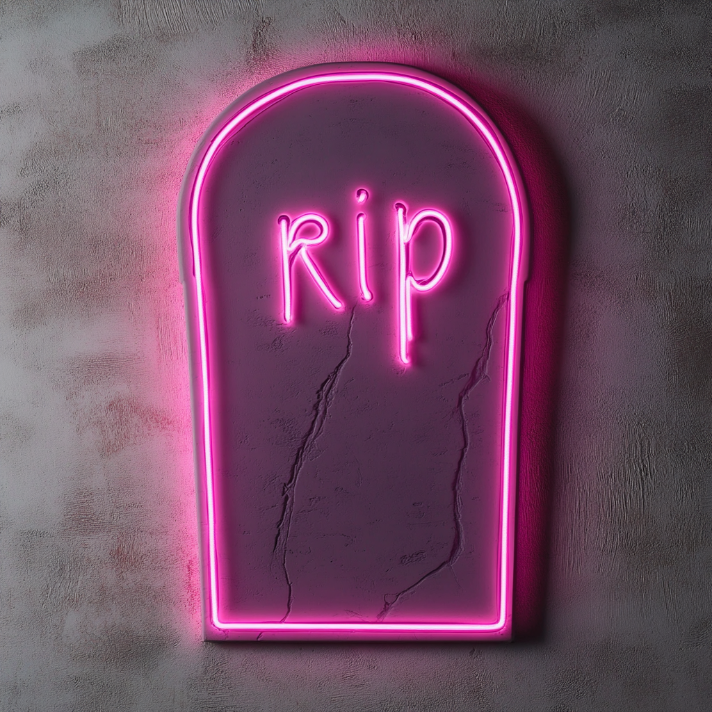 Gravestone - Pink Neon Sign, 18 Inches