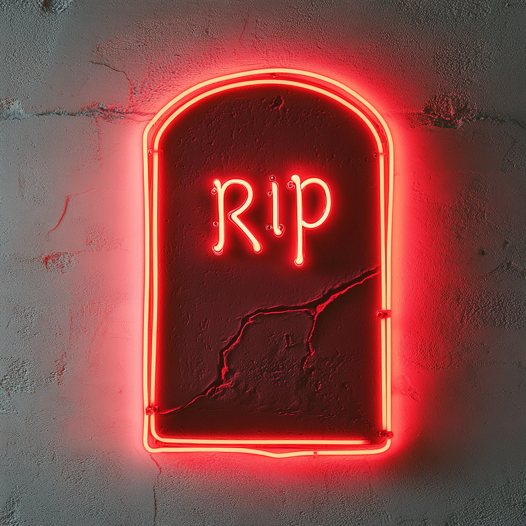 Gravestone - Red Neon Sign, 24 Inches