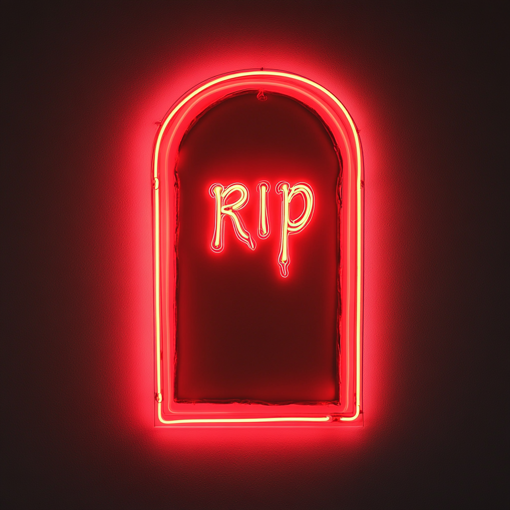 Gravestone - Red Neon Sign, 18 Inches