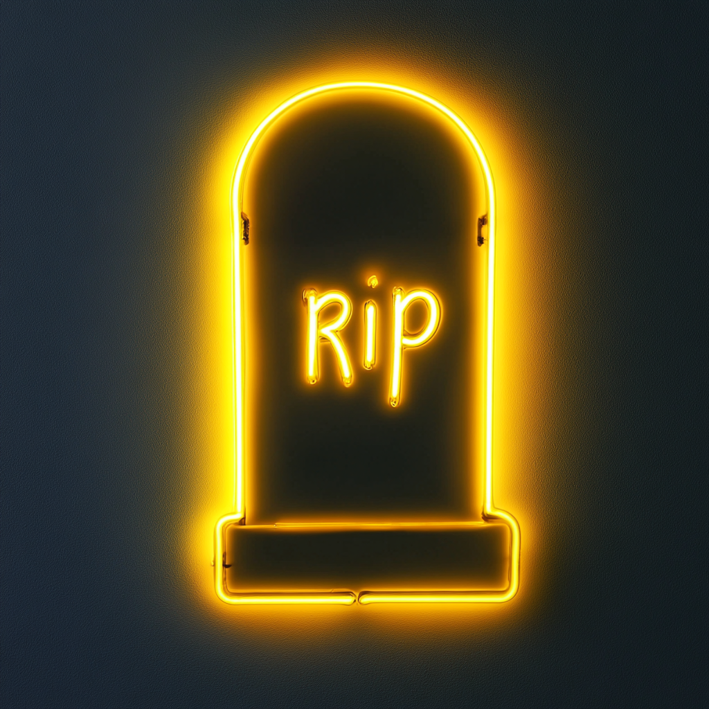 Gravestone - Yellow Neon Sign, 18 Inches
