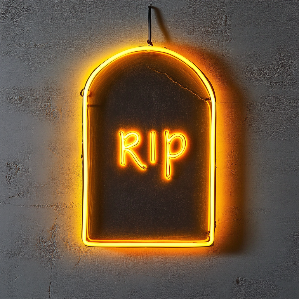 Gravestone - Yellow Neon Sign, 24 Inches