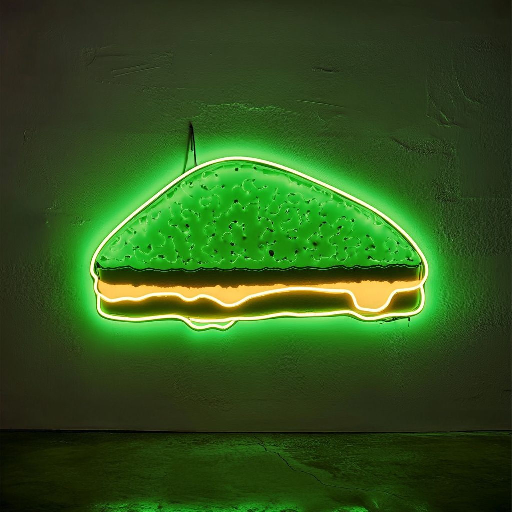 Grilled Cheese Sandwich - Green Neon Sign, 18 Inches