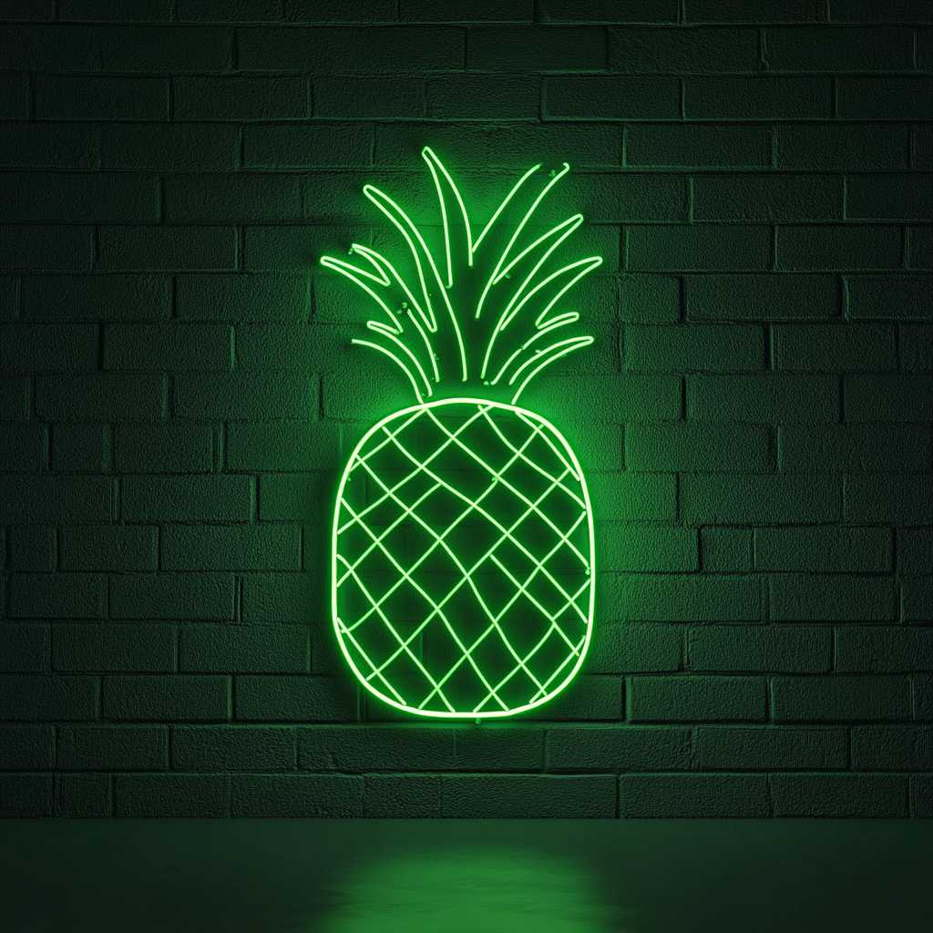 Grilled Pineapple - Green Neon Sign, 24 Inches