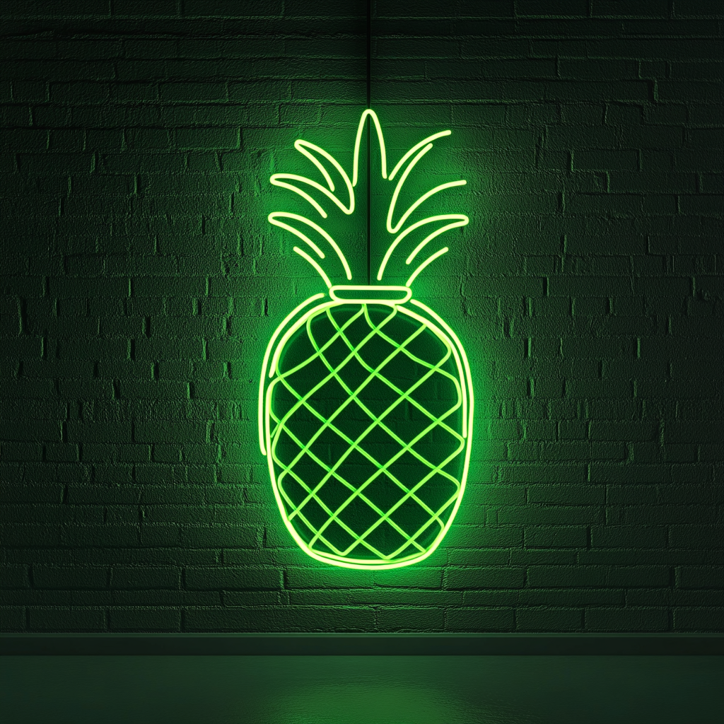 Grilled Pineapple - Green Neon Sign, 24 Inches