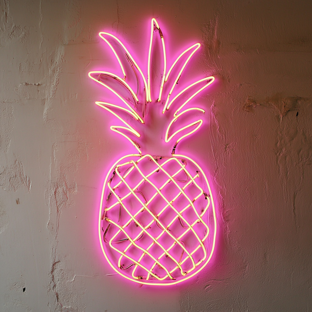 Grilled Pineapple - Pink Neon Sign, 18 Inches