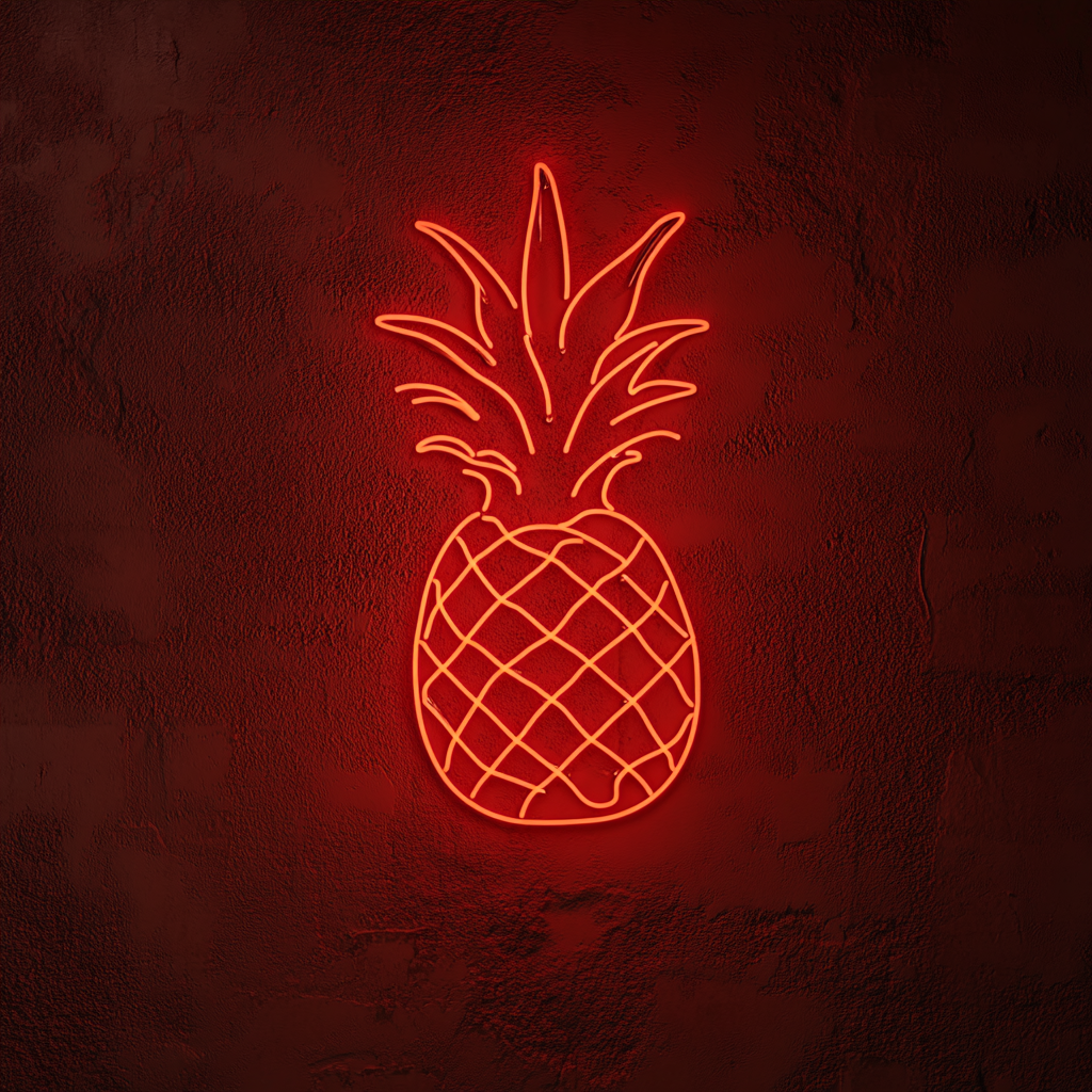 Grilled Pineapple - Red Neon Sign, 18 Inches